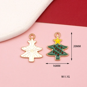 Detailed size view of Christmas tree alloy pendants showing 20mm height and 16mm width