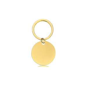 Polished gold circular stainless steel blank keychain for laser engraving and DIY