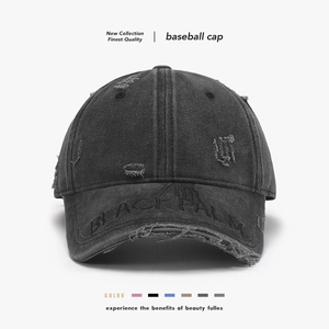 Washed Cotton Distressed Baseball Cap Vintage Letter Embroidered Street Style Hat Unisex Adjustable Outdoor Sunshade