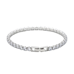 Bracelet Tennis Hip Hop en Acier Titane Zirconia Simple Rangée Bijoux de Main Unisexe Street Style Accessoires Cadeau