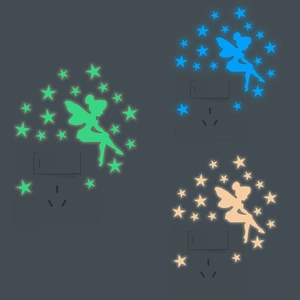 Glow In The Dark Light Switch Sticker Luminous Fairy And Stars Wall Decal Vinyl Self Adhesive For Kids Bedroom Decor