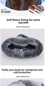 Detailed view of the thick plush fleece lining and gradient knit texture of the winter beanie