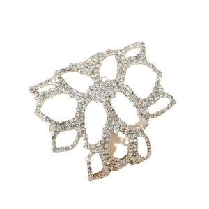 Silver hollow flower bracelet with sparkling rhinestones for parties and events