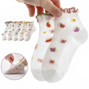 Breathable summer mesh cotton baby socks with fruit patterns and high elasticity