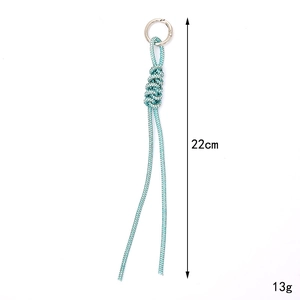22cm light blue braided rope keychain with silver round spring buckle for bag accessories