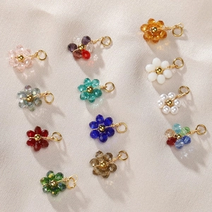 Ciondoli A Fiore In Cristallo Acciaio Inossidabile Perle Vetro Sfaccettate Accessori DIY Per Creazione Gioielli Orecchini