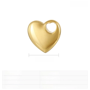 Spécifications détaillées du pendentif cœur en acier inoxydable 18mm avec finition dorée