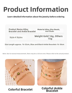 Especificaciones de tamaño para el conjunto de pulsera y tobillera de flores ajustable