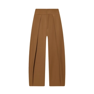 Damenhose mit hoher Taille und Falten im Balloon-Schnitt in Braun mit weitem Bein