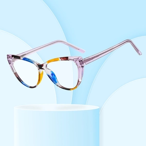 Occhiali anti luce blu cat-eye chic con vivace motivo artistico a spruzzi di colore