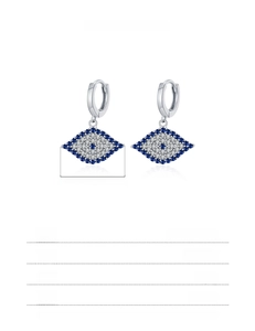 Detail specifications of 925 sterling silver evil eye earrings with zircon inlay