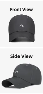 Detail der Stickerei am schnell trocknenden grauen Outdoor-Sportcap für Herren und Damen