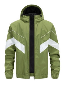 Giacca Con Cappuccio Da Uomo Antivento Color Block A V Chiusura Con Zip Outdoor Casual Sportiva Giacca A Vento