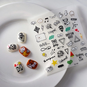Graffiti style 5D Christmas nail art stickers with devil wings and TS-125 pattern