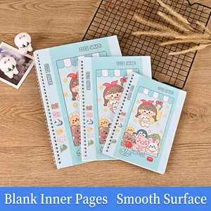 Spiral Release Paper Notebook Smooth Pages For Sticker Washi Tape Storage Scrapbooking Cute Cartoon Floral Stationery