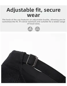 Detail of adjustable metal buckle on black mesh hat for secure and custom fit