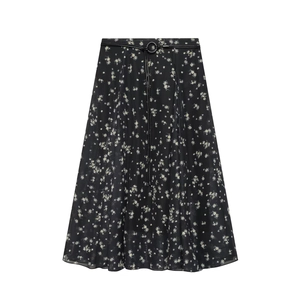 Gonna In Chiffon Da Donna Stampa Margherite Vita Alta Linea A Lunghezza Midi Con Cintura Stile Retrò Francese