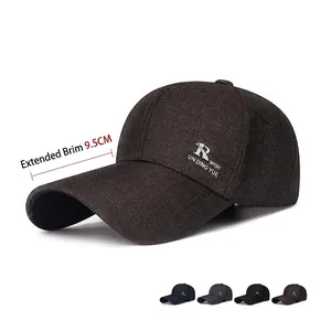Men Baseball Cap Polyester Extended Brim Sun Protection Adjustable Outdoor Sport Business Casual Hat