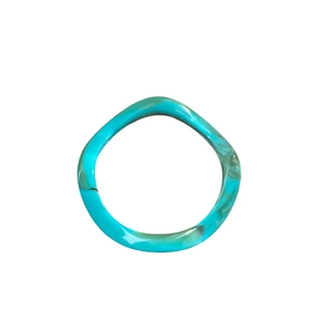 Artistic amber-style resin bangle with marbled turquoise and brown vintage texture