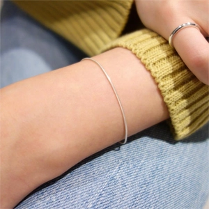 925 Sterling Silver Snake Chain Bracelet For Women Minimalist Octagonal Thin Link Adjustable Jewelry Sleek Style