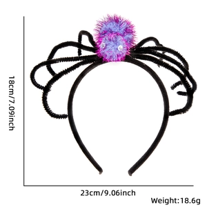 Halloween spider headband size specs 23x18cm with purple plush legs for party decor