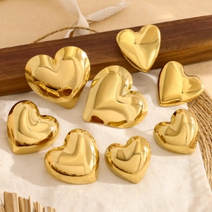 Heart Stud Earrings 18K Gold Plated Stainless Steel Minimalist Elegant 3D Mirror Polished Jewelry For Women