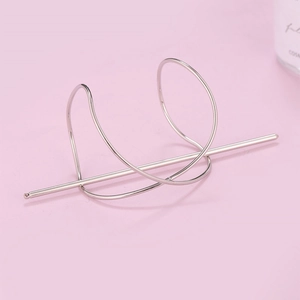 Modern irregular silver metal hair pin set with minimalist hollow ring and stick