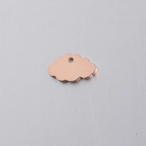 Detailed view of rose gold cloud shaped stainless steel pendant for DIY jewelry