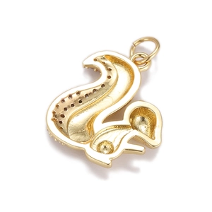 Exquisite gold-plated squirrel pendant with detailed textured tail on white background