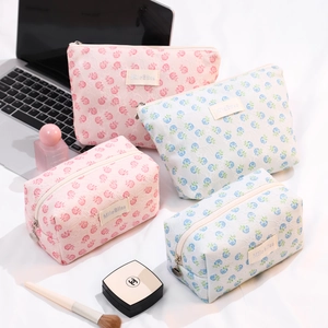 Large capacity floral lace cosmetic bag set for makeup organization and travel storage