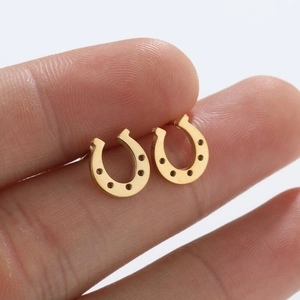 Stainless Steel Stud Earrings Horseshoe U Shaped Hollow Minimalist Fashion Jewelry For Women Punk Style