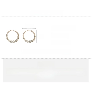 Detail view of hoop earrings with gradient pearls showing 5.5x6cm size and 13.2g weight