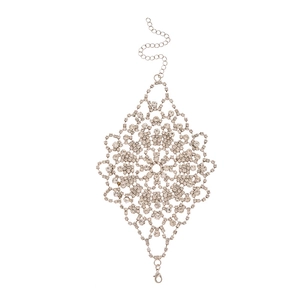 Sparkling silver flower rhinestone body chain jewelry with adjustable lobster clasp