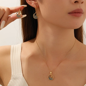 Ocean Whale Tail Pendant Necklace Earrings Mermaid Design Blue Rhinestone Copper Stainless Steel Jewelry For Women