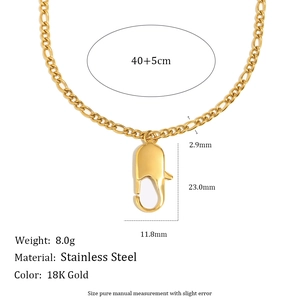 Collier en acier inoxydable plaqué or 18K avec grand fermoir mousqueton et dimensions