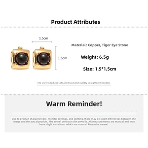 Detailed view of tiger eye earrings with 1.5cm dimensions and gold plating detail