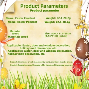 Detailed dimension and weight specifications for the wooden Easter bunny pendant