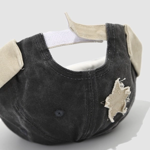 Hip hop street style kids skull cap with star patch and adjustable velcro strap