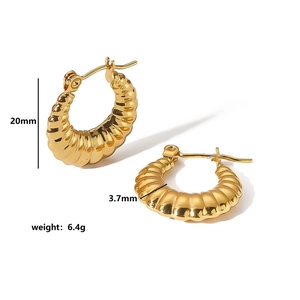 French style croissant hoop earrings in 18K gold plated stainless steel for women