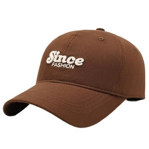 Dark brown cotton baseball cap with 3D Since FASHION embroidery and curved brim