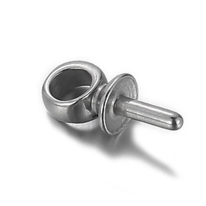 Polished silver stainless steel jewelry connector with ring and disc base for DIY pendants