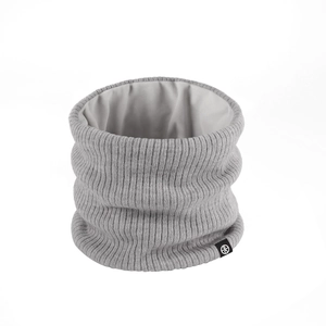 Winter thermal knit neck warmer in light grey with soft fleece lining for cold protection