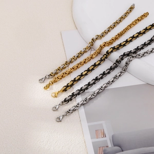 Men's punk style Byzantine chain bracelets in gold, silver, and black stainless steel