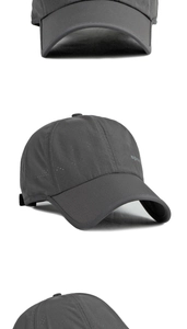 Détail de casquette de baseball gris foncé avec perforations laser et tissu respirant