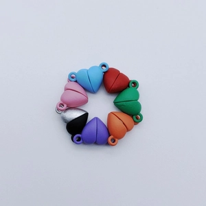 Colorful heart-shaped magnetic clasp connectors for DIY bracelets in various vibrant colors