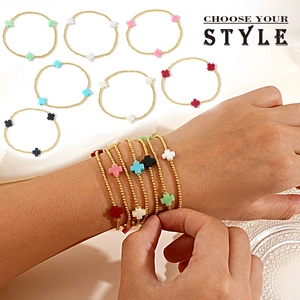 Bracciale Di Perline In Rame Dorato Con Ciondoli A Croce Colorati Gioiello Di Moda Impilabile