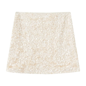 Women Sequin Mini Skirt Shiny Glitter Polyester A-Line Bodycon Party Club Sexy Streetwear Bottoms Sparkly