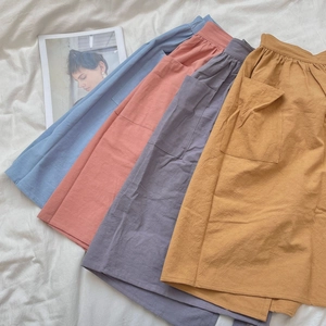 Pure cotton waist aprons in multiple colors with large pockets for kitchen use