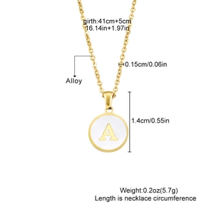 Detailed view of golden alloy letter A pendant with measurement labels for size and weight