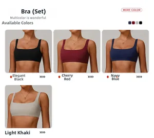 Ensembles de sport pour femmes en noir, rouge cerise, bleu marine et kaki en tissu mat